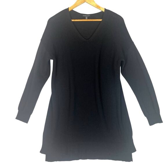Eileen Fisher Merino Wool Tunic Sweater Womens XL Black V Neck Relaxed Basic - Picture 4 of 12